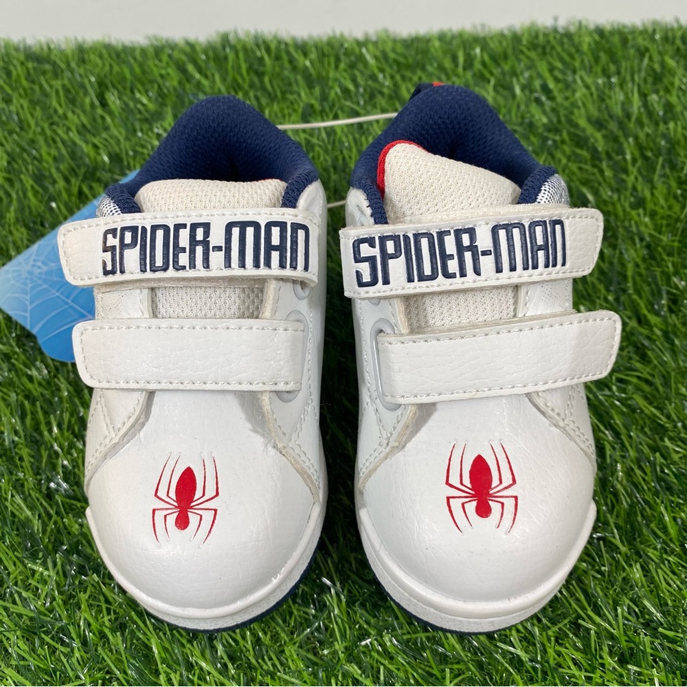 Spider-Man Baby Boys Hook and Loop White Sneakers Size 6